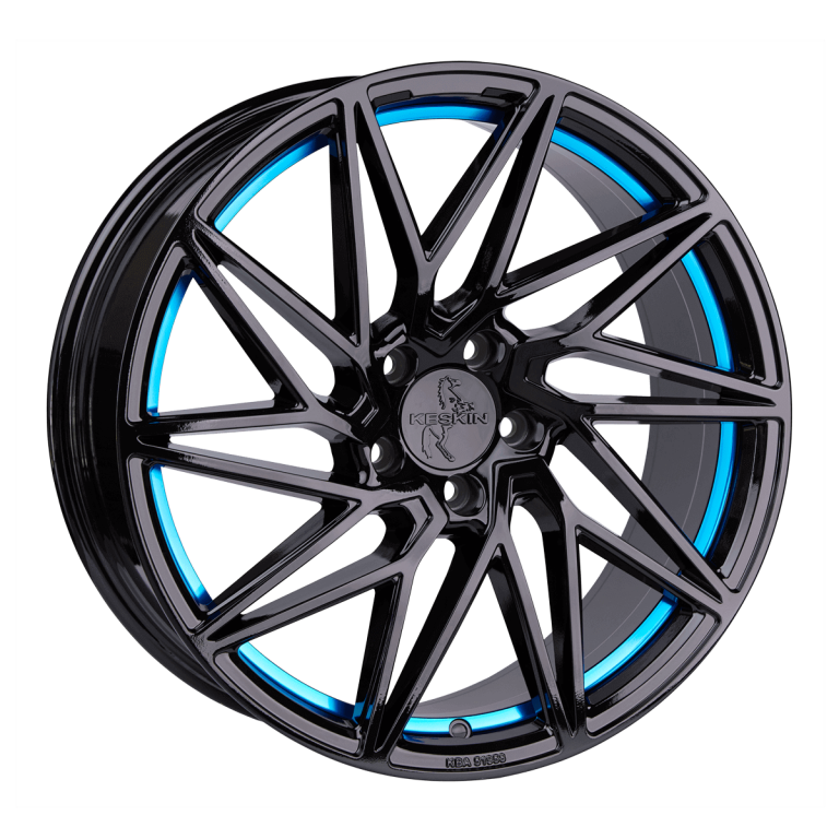 Keskin Wheels KT20 18x8 ET45 5x112 Black Painted Blue Inside - Blue ...